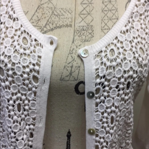 Zara Knit Button Down Lace Cardigan White Small - Picture 7 of 12